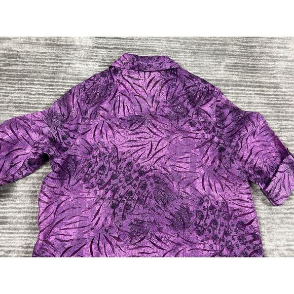 French Laundry Top Womens 1X Purple Semi Sheer Button Up‎ Casual - Picture 8 of 12